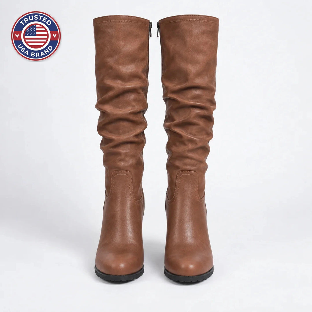 Women's knee high winter boots with chunky block heel