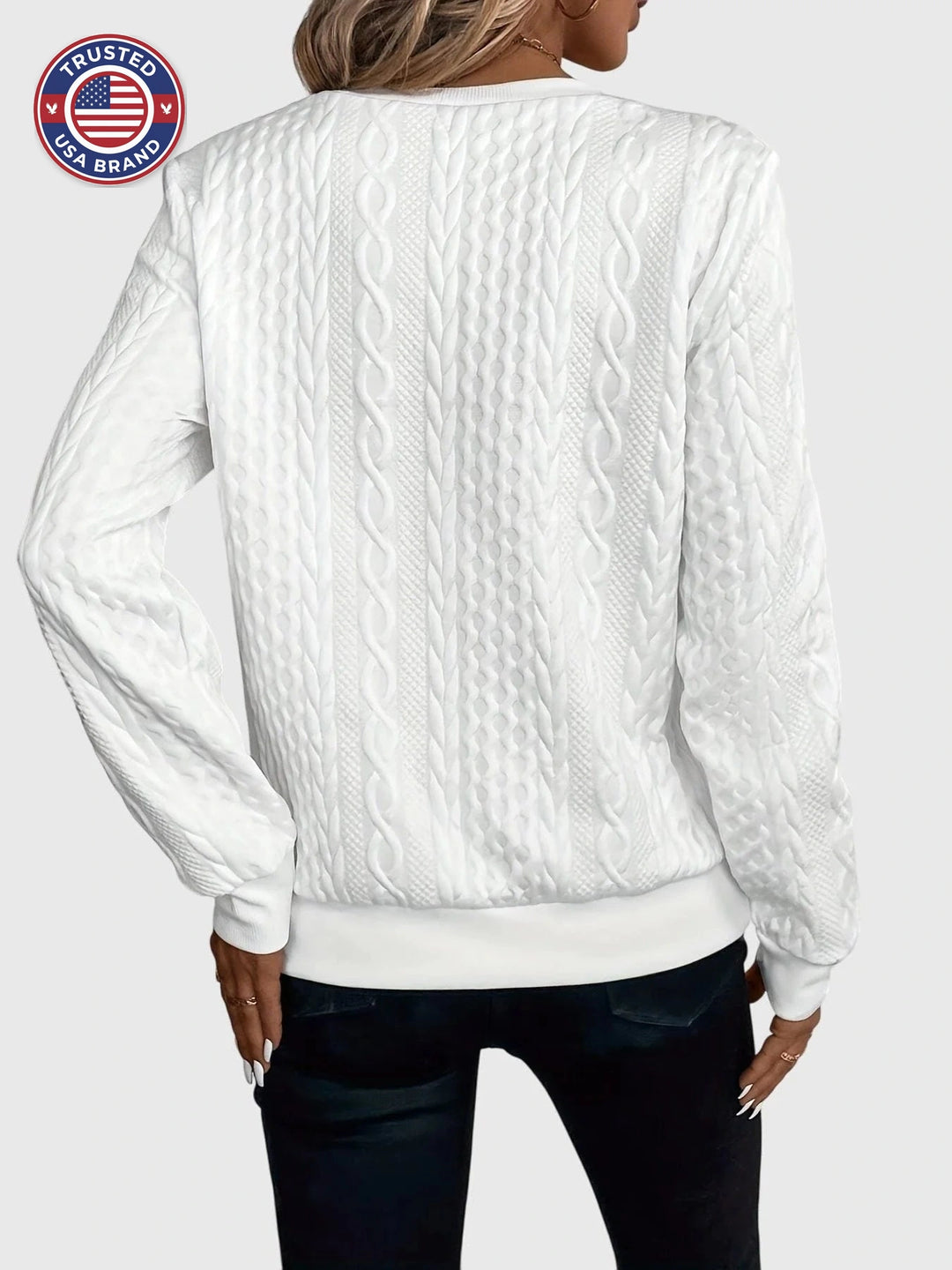 Cable knit zip-up winter sweater for women