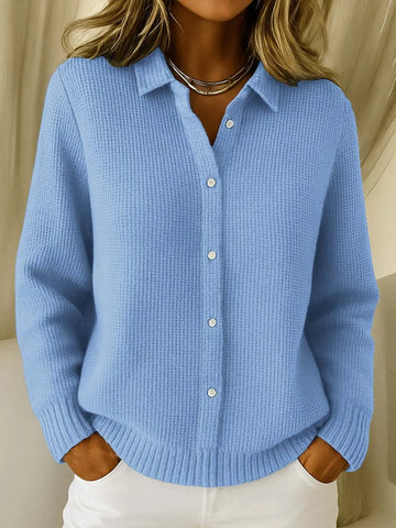 Classic Knitted Button Cardigan - Blue