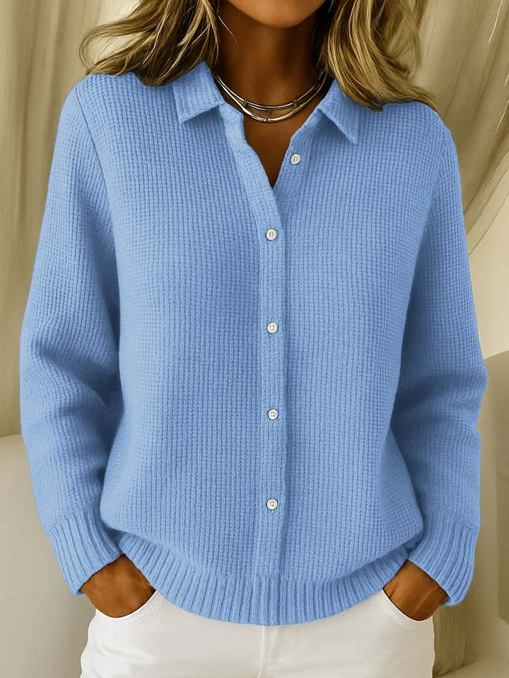Classic Knitted Button Cardigan - Blue