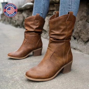 Classic Mid-Calf Western Boots - Brown
