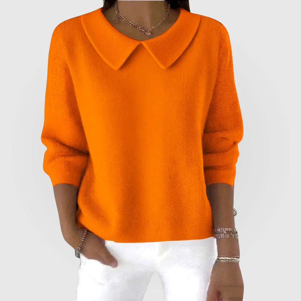 Women's rounded knit collared winter sweater - Green