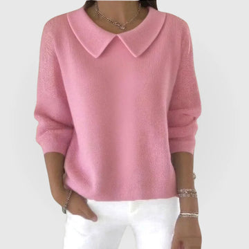 Women's rounded knit collared winter sweater - Green