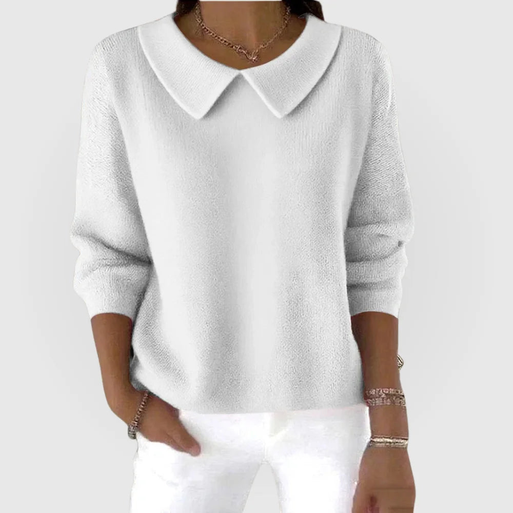 Women's rounded knit collared winter sweater - Green
