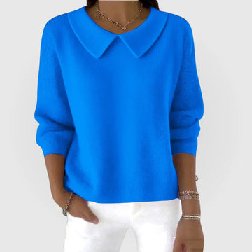 Women's rounded knit collared winter sweater - Green