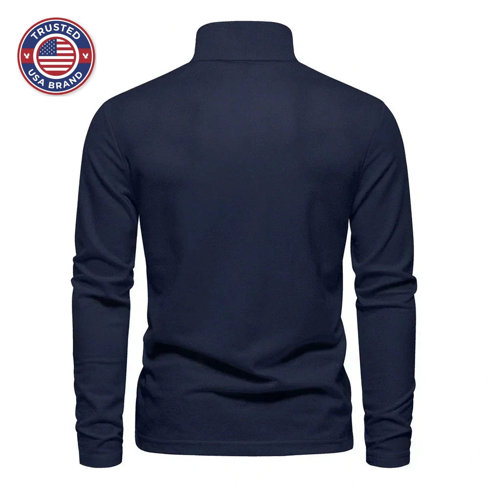 Women's cotton button-front winter collared blouse with giraffe embroidery - Dark Blue