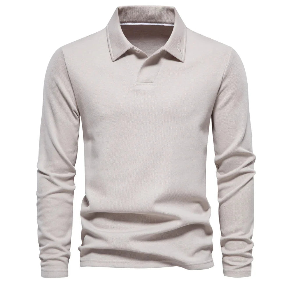 Women's knit button-front winter collared blouse - Beige