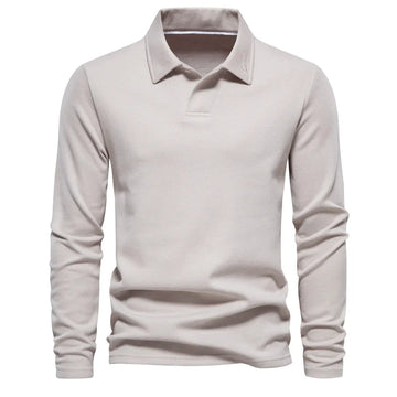 Women's knit button-front winter collared blouse - Beige