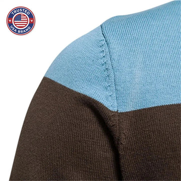 Women's colorblock knit zip-up winter cardigan with ribbed cuffs and hem - Black