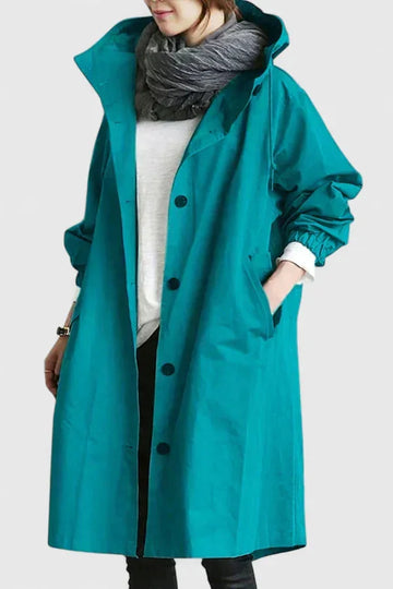 Women's button-front hooded winter parka with elasticated cuffs - Light Gray