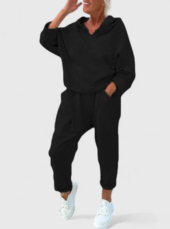 Comfortable Hooded Sweatshirt Set - Apricot