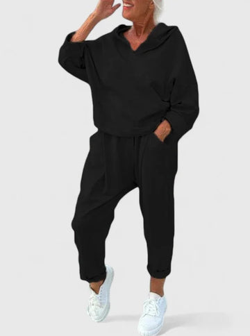 Comfortable Hooded Sweatshirt Set - Apricot