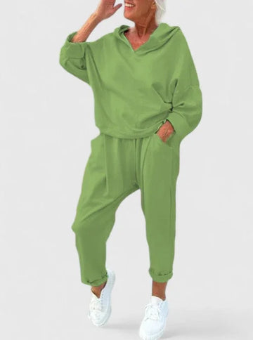 Comfortable Hooded Sweatshirt Set - Apricot