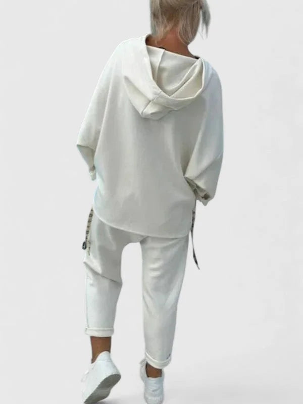 Comfortable Hooded Sweatshirt Set - Apricot