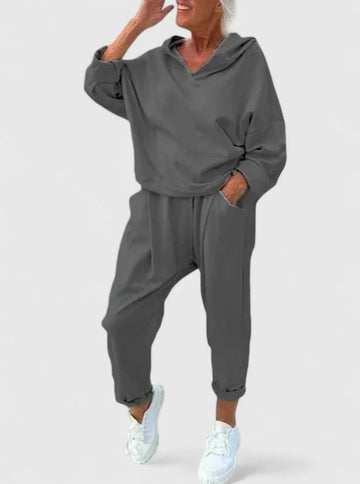 Comfortable Hooded Sweatshirt Set - Apricot