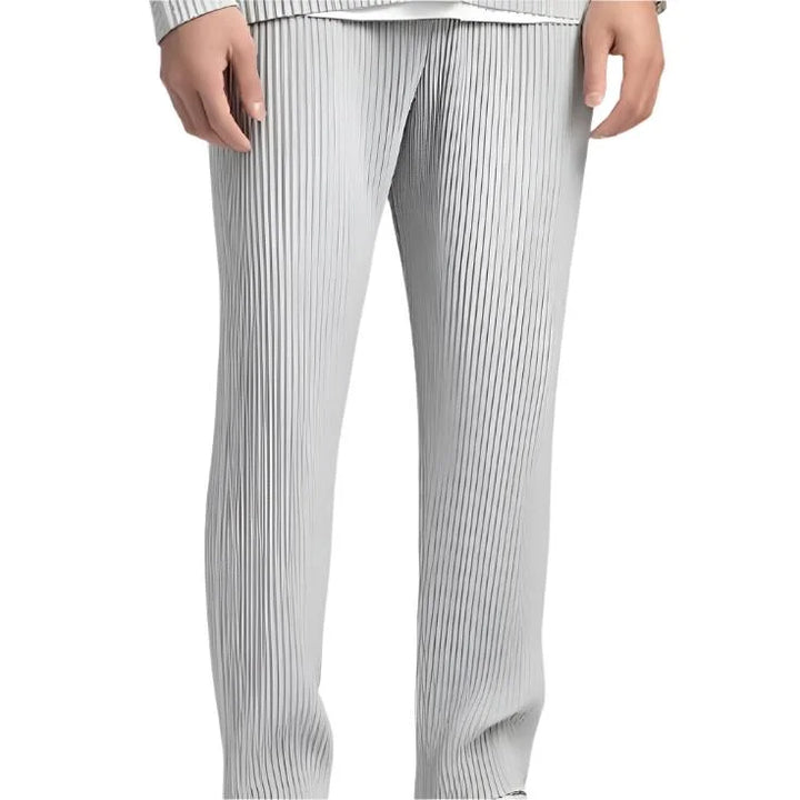 Women's winter pants with vertical pleats - Gray
