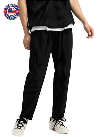 Women's winter pants with vertical pleats - Gray