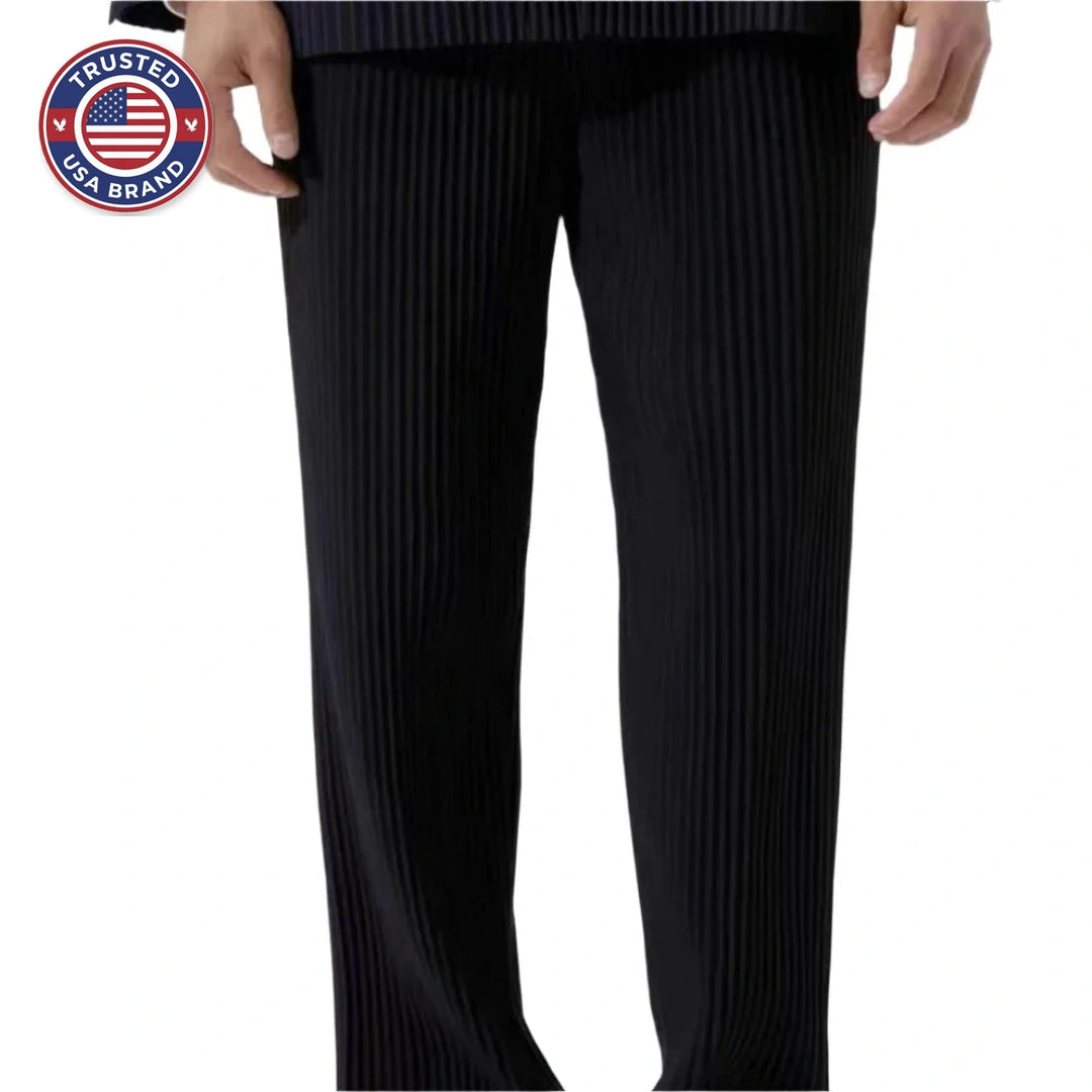 Women's winter pants with vertical pleats - Gray