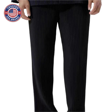 Women's winter pants with vertical pleats - Gray