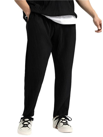 Women's winter pants with vertical pleats - Gray