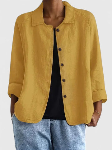 Cotton Button-Up Cardigan Relaxed Fit Long Sleeve - Light Blue