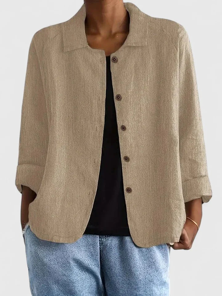 Cotton Button-Up Cardigan Relaxed Fit Long Sleeve - Light Blue