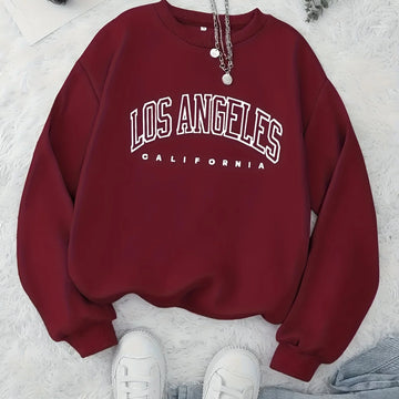 Women's crewneck winter Christmas sweater in Burgundy