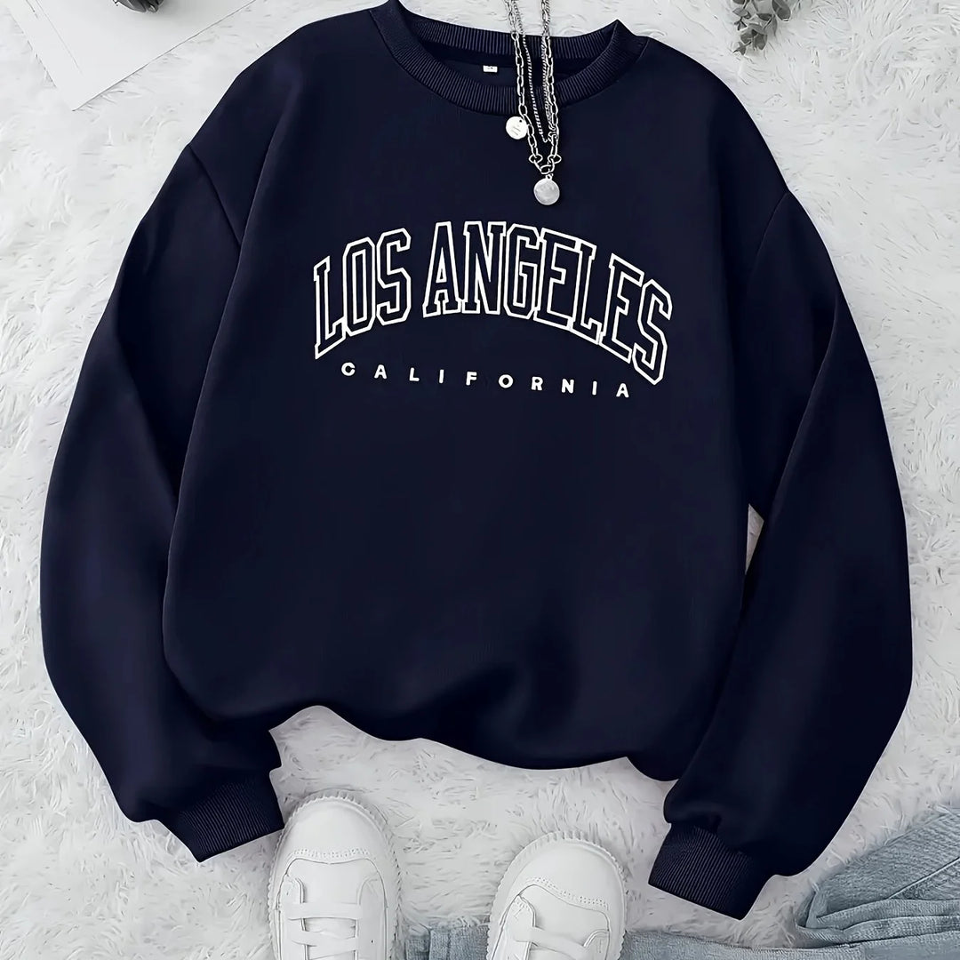Women's crewneck winter Christmas sweater in Navy Blue