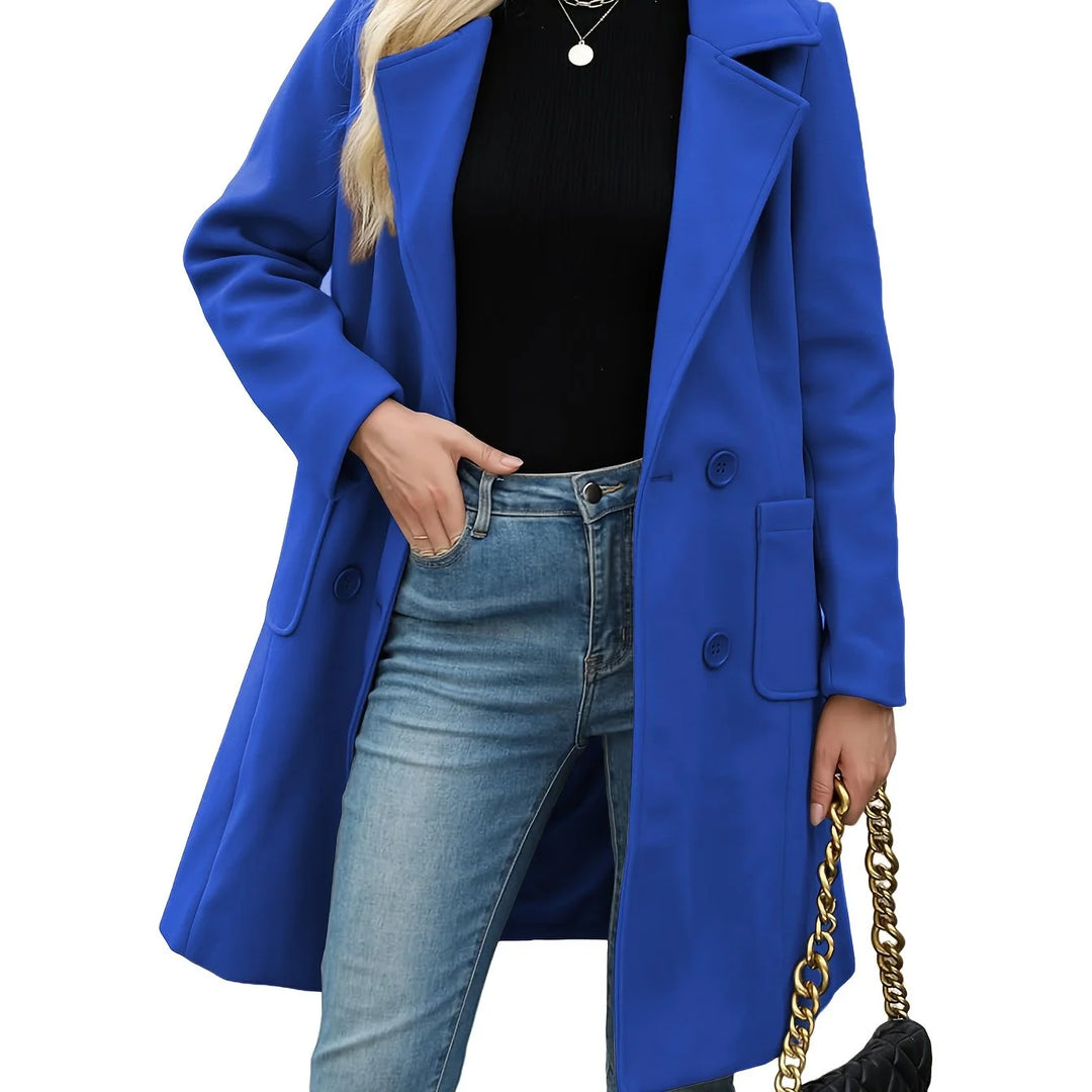 Women's double-breasted lapel winter trench coat in Rust