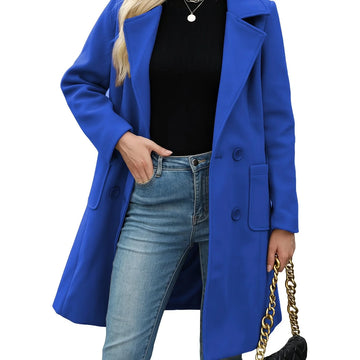 Women's double-breasted lapel winter trench coat in Rust