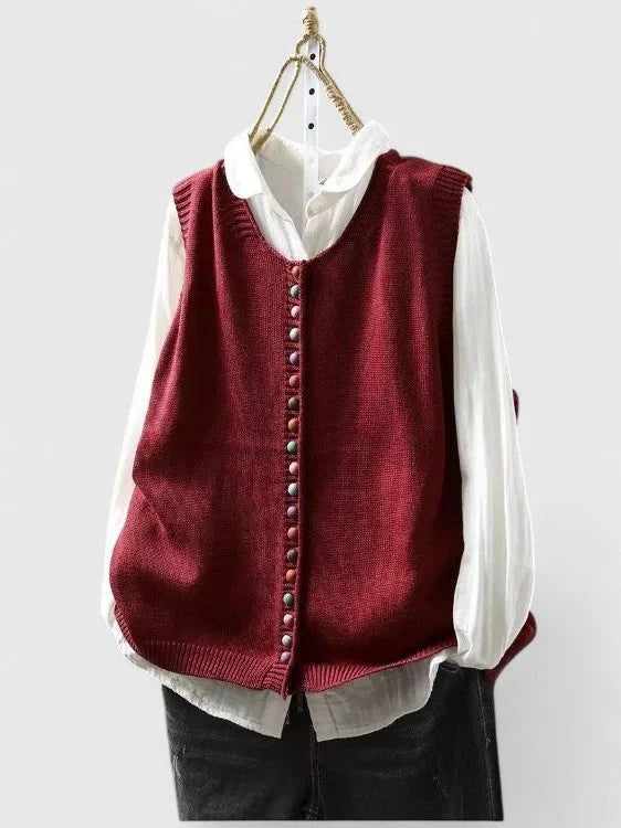 Women's multi-colored knit button-front winter cardigan with v-neck - Black