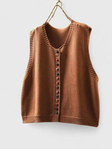 Women's multi-colored knit button-front winter cardigan with v-neck - Black