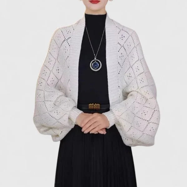 Women's knit open-front shawl collar winter cardigan - Black