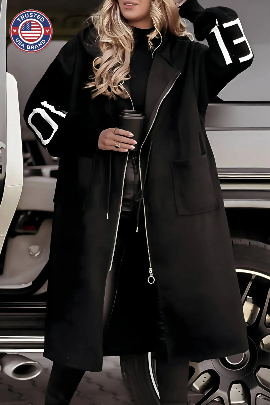 Women's hooded elegant winter long coat