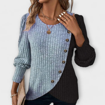 Women's colorblock ribbed crew neck winter sweater - Grey
