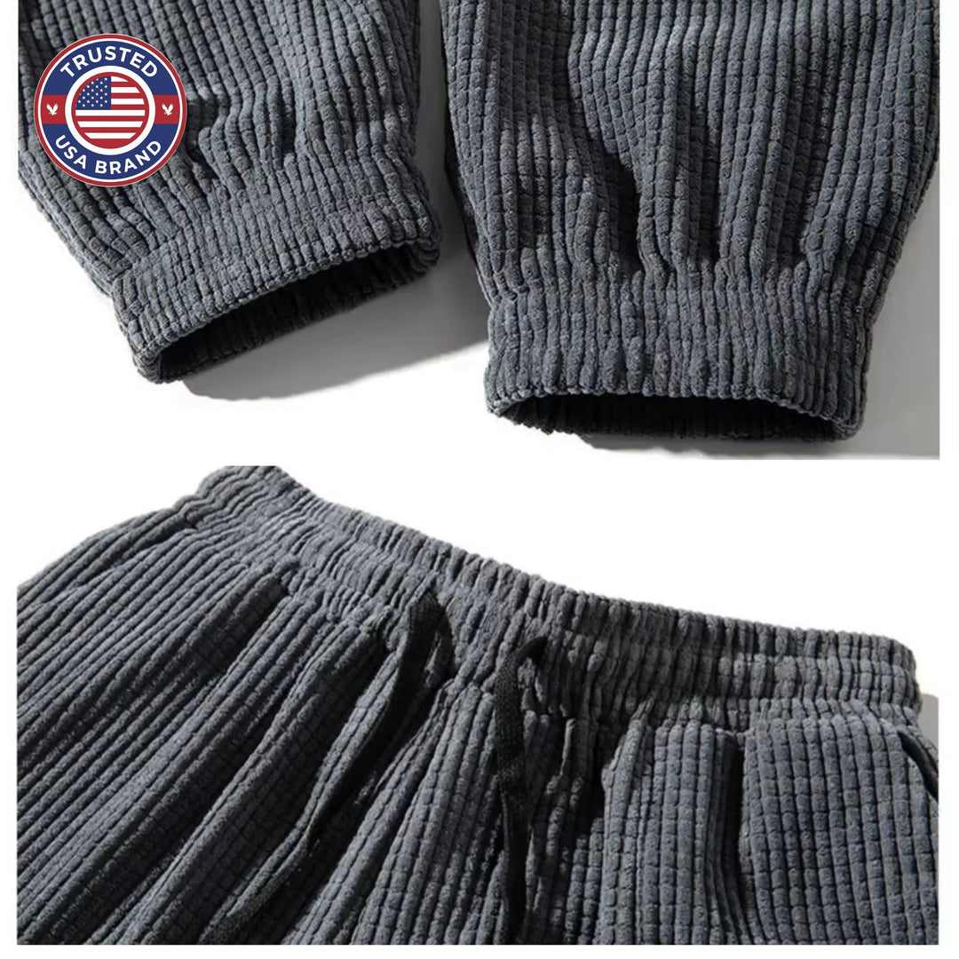 Women's corduroy drawstring winter pants with elasticated cuffs