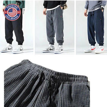Women's corduroy drawstring winter pants with elasticated cuffs