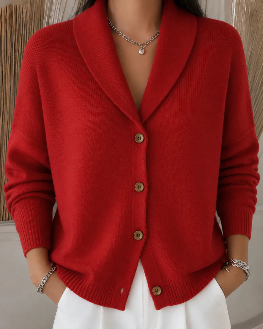 Button Collar Winter Cardigan