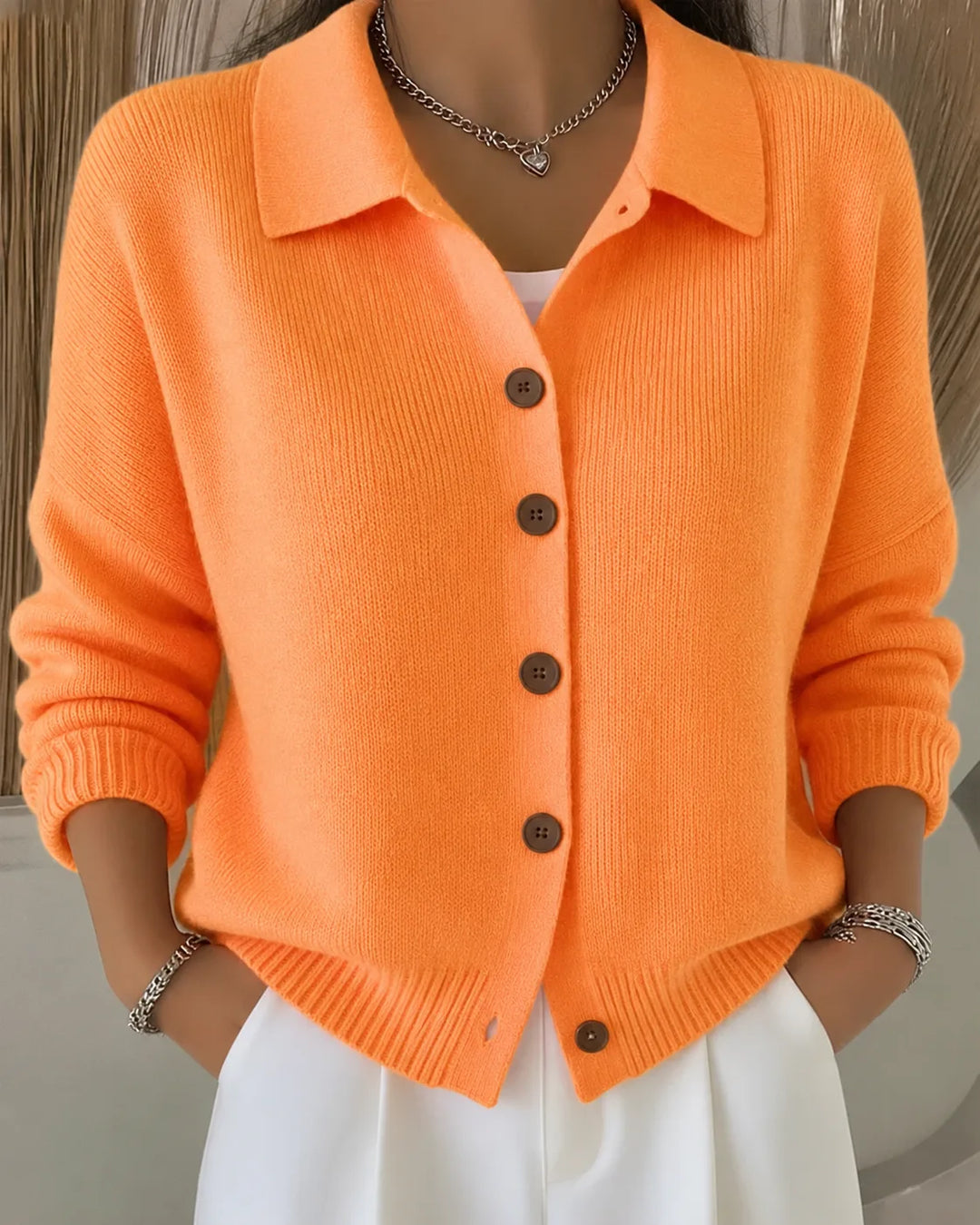 Button Collar Winter Cardigan