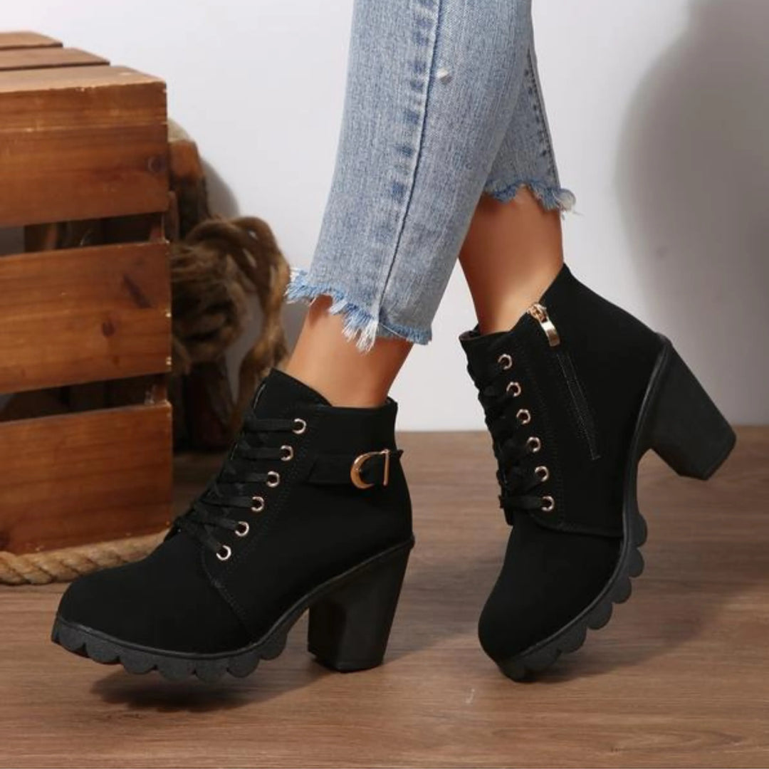 Chic Lace-Up Chunky Ankle Winter Boots