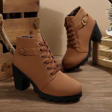 Chic Lace-Up Chunky Ankle Winter Boots