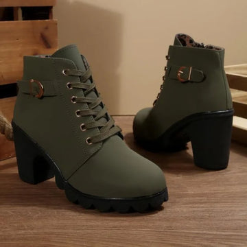 Chic Lace-Up Chunky Ankle Winter Boots