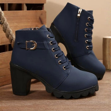 Chic Lace-Up Chunky Ankle Winter Boots