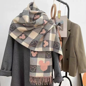 Comfy Warm Plaid Double Side Tassel Winter Scarf