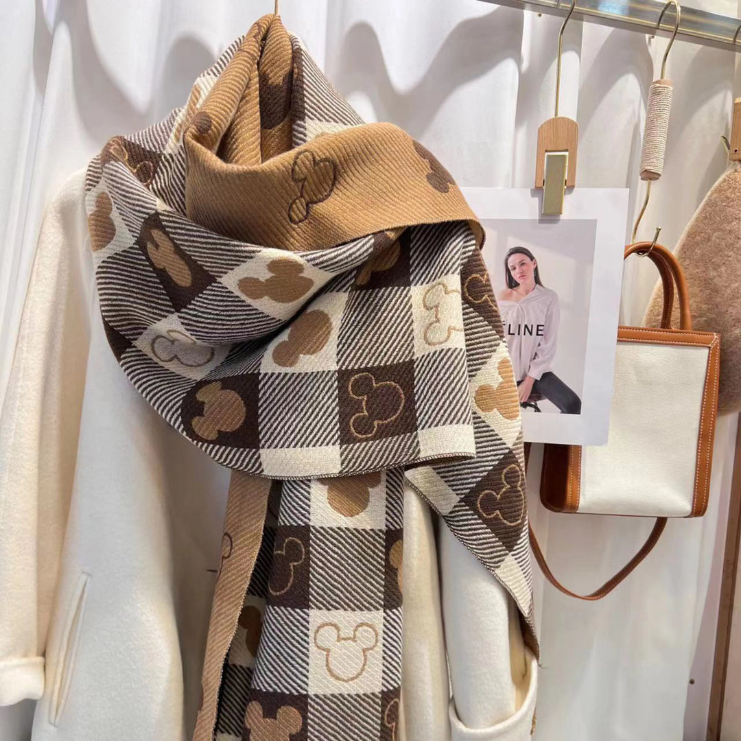 Comfy Warm Plaid Double Side Tassel Winter Scarf