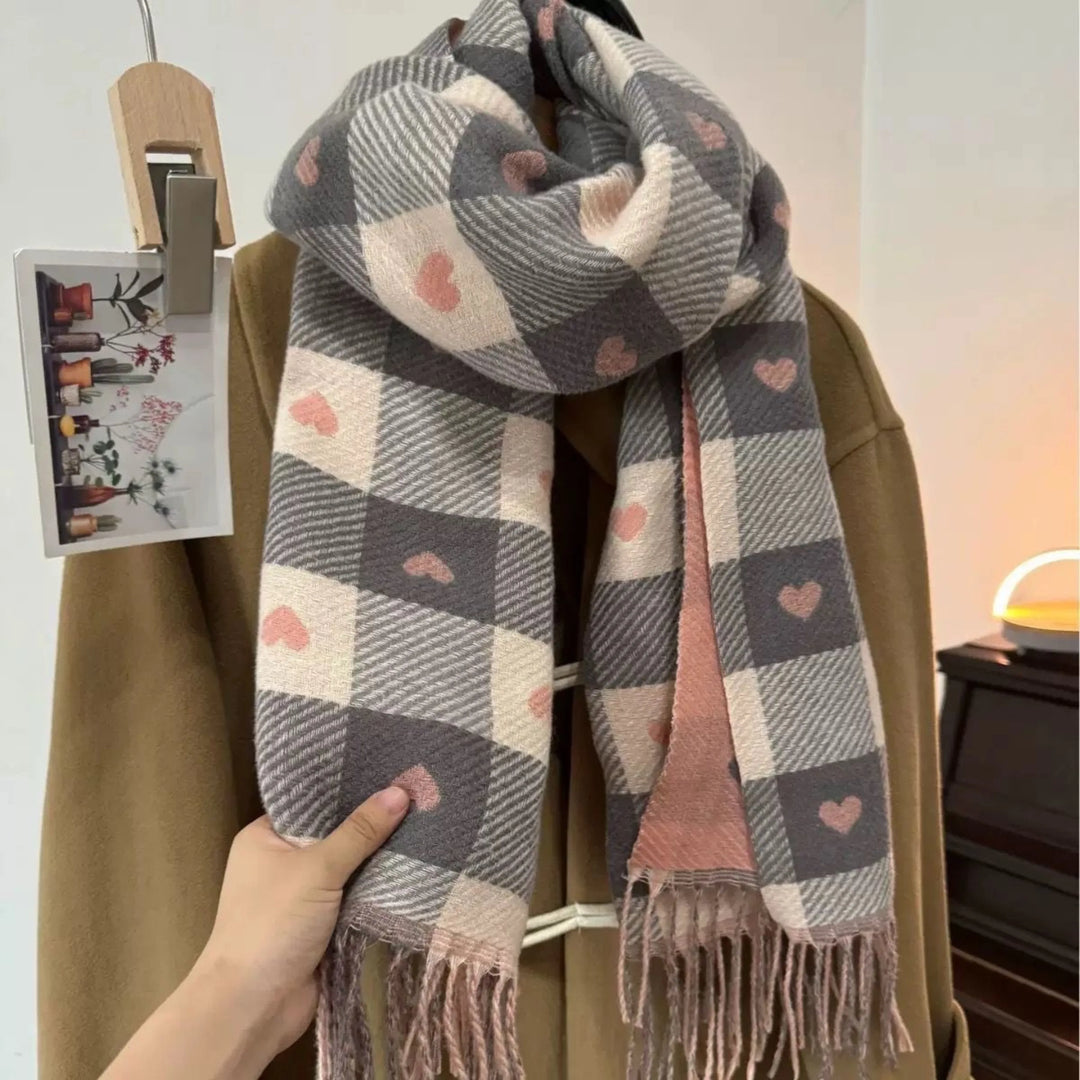 Comfy Warm Plaid Double Side Tassel Winter Scarf