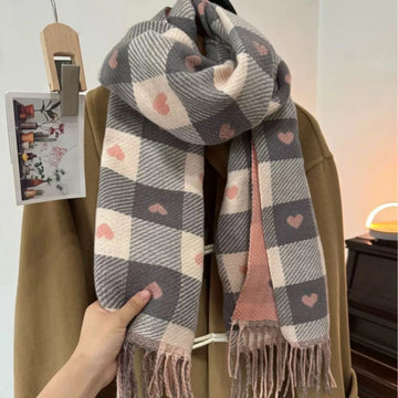 Comfy Warm Plaid Double Side Tassel Winter Scarf