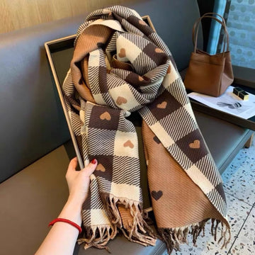 Comfy Warm Plaid Double Side Tassel Winter Scarf