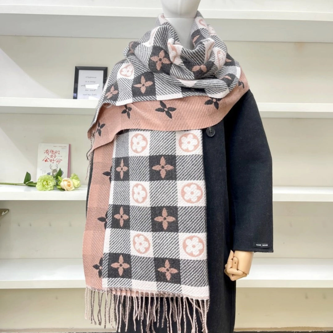 Comfy Warm Plaid Double Side Tassel Winter Scarf