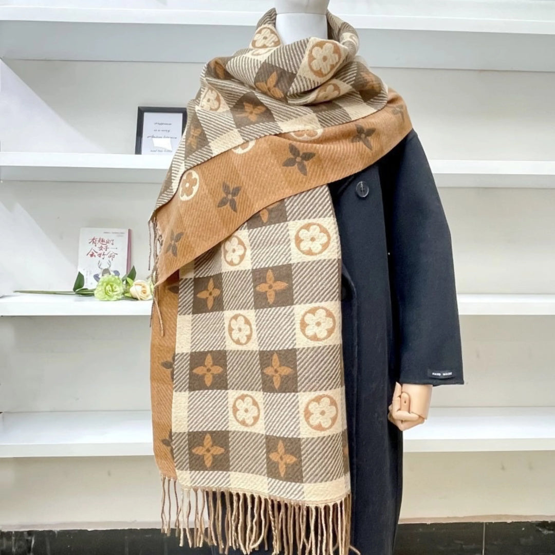 Comfy Warm Plaid Double Side Tassel Winter Scarf